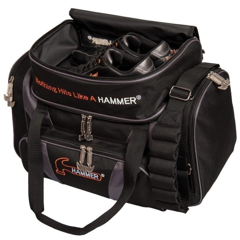 Hammer Deluxe Carbon Double Tote 2 Ball Bowling Bag + FREE 