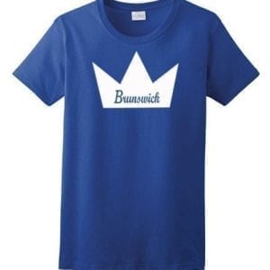 Brunswick Women's T-Shirt Bowling Shirt 100% Ultra Cotton Royal Blue White