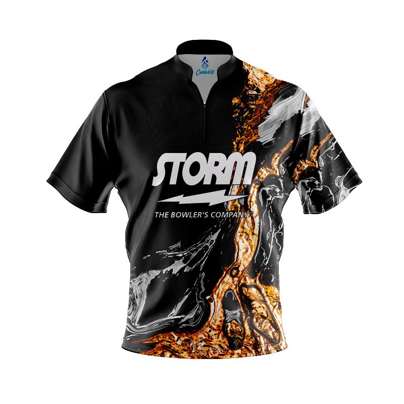 Storm Onyx Gold Quick Ship CoolWick Sash Zip Bowling Jersey