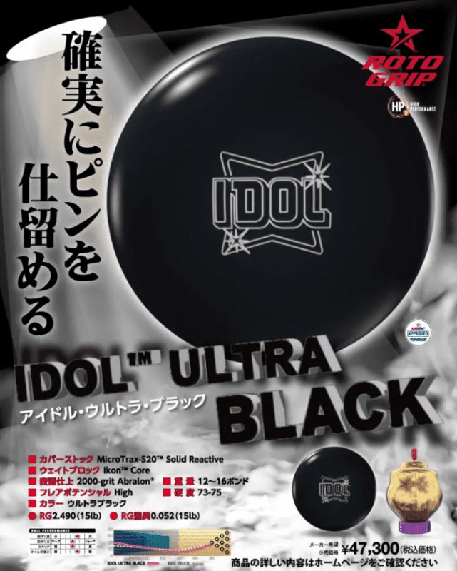 Roto Grip Idol Ultra Black Overseas Bowling Ball + FREE SHIPPING