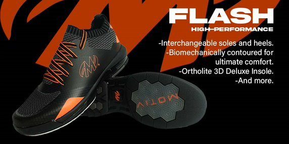 Motiv Flash Smoke Orange Left Hand Men's Bowling Shoes + FREE