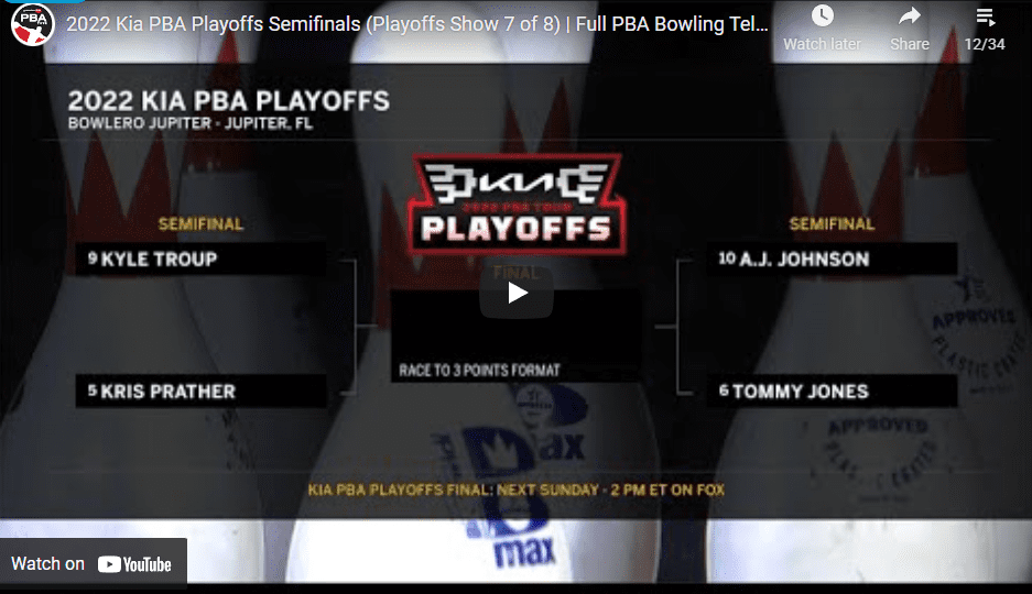 Jones and Troup Contend for Kia PBA Playoffs Championship Sunday at 2 p.m.  ET Live on FOX