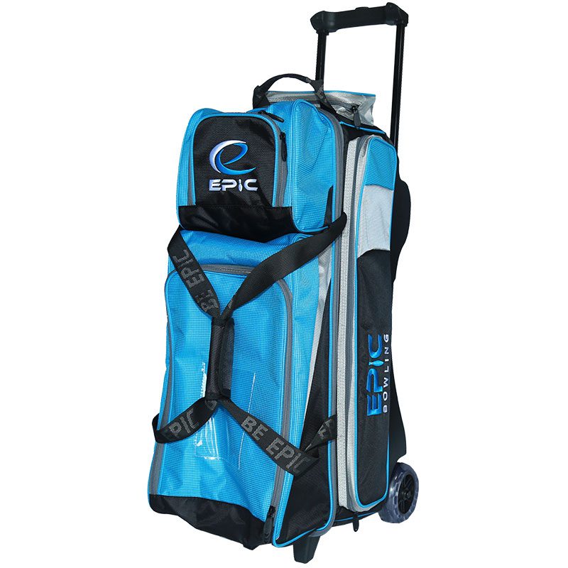 Epic 3 Ball Saga Premium Triple Sky Blue Bowling Bag + FREE