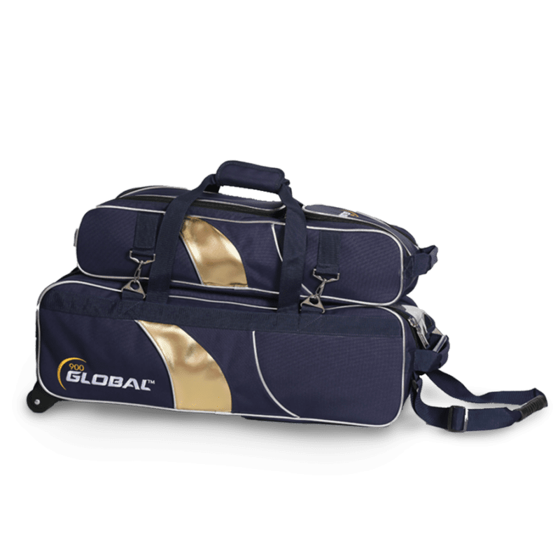 900 Global Deluxe Ball Roller Bowling Bag- Blue Gold ボウリング 