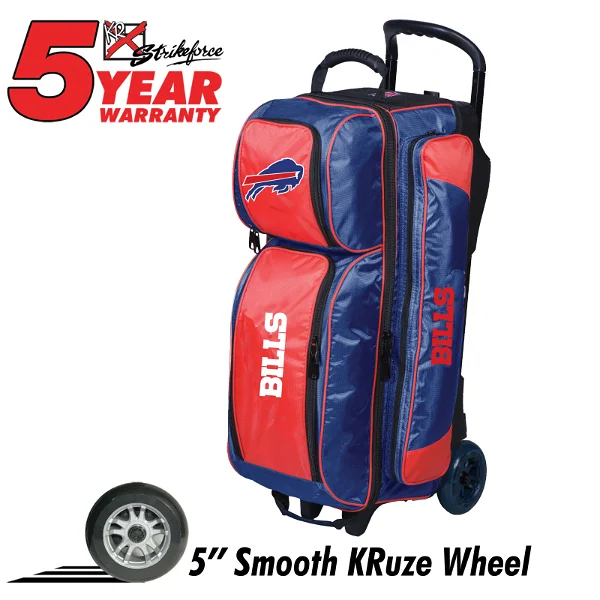 KR Buffalo Bills Premium 3 Ball Triple Roller NFL Bowling Bag +